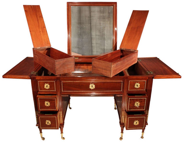 18th Century and Earlier French 18th century  Louis XVI period mahogany and ormolu vanity/desk