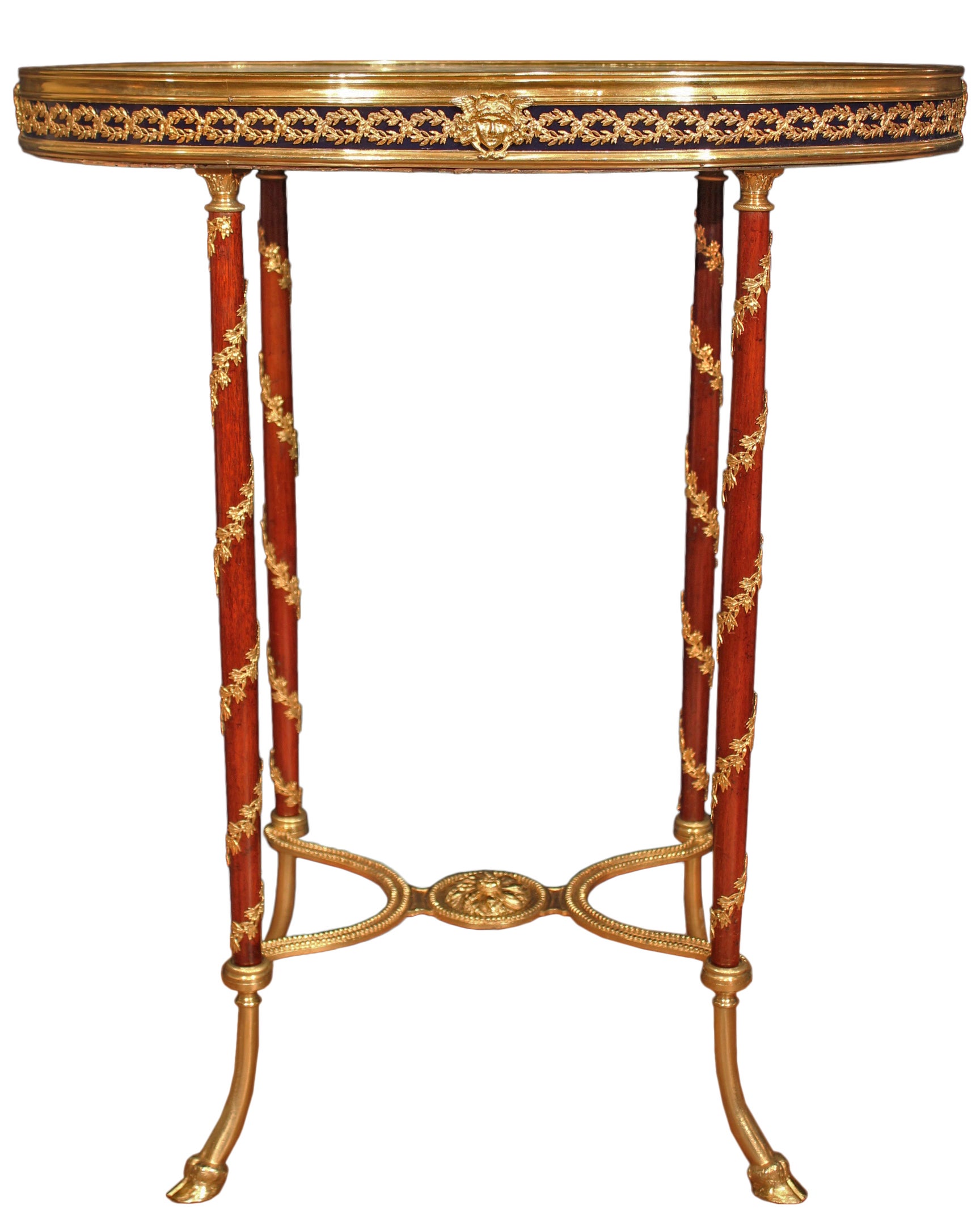 French 19th century Louis XVI st. mahogany and ormolu side table