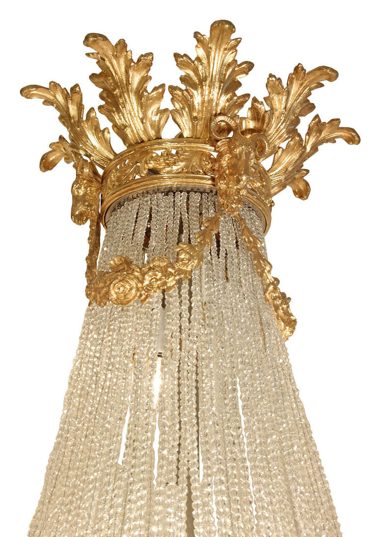 Late 19th century Louis XVI st. Baccarat attributed crystal & ormolu chandelier In Excellent Condition In West Palm Beach, FL