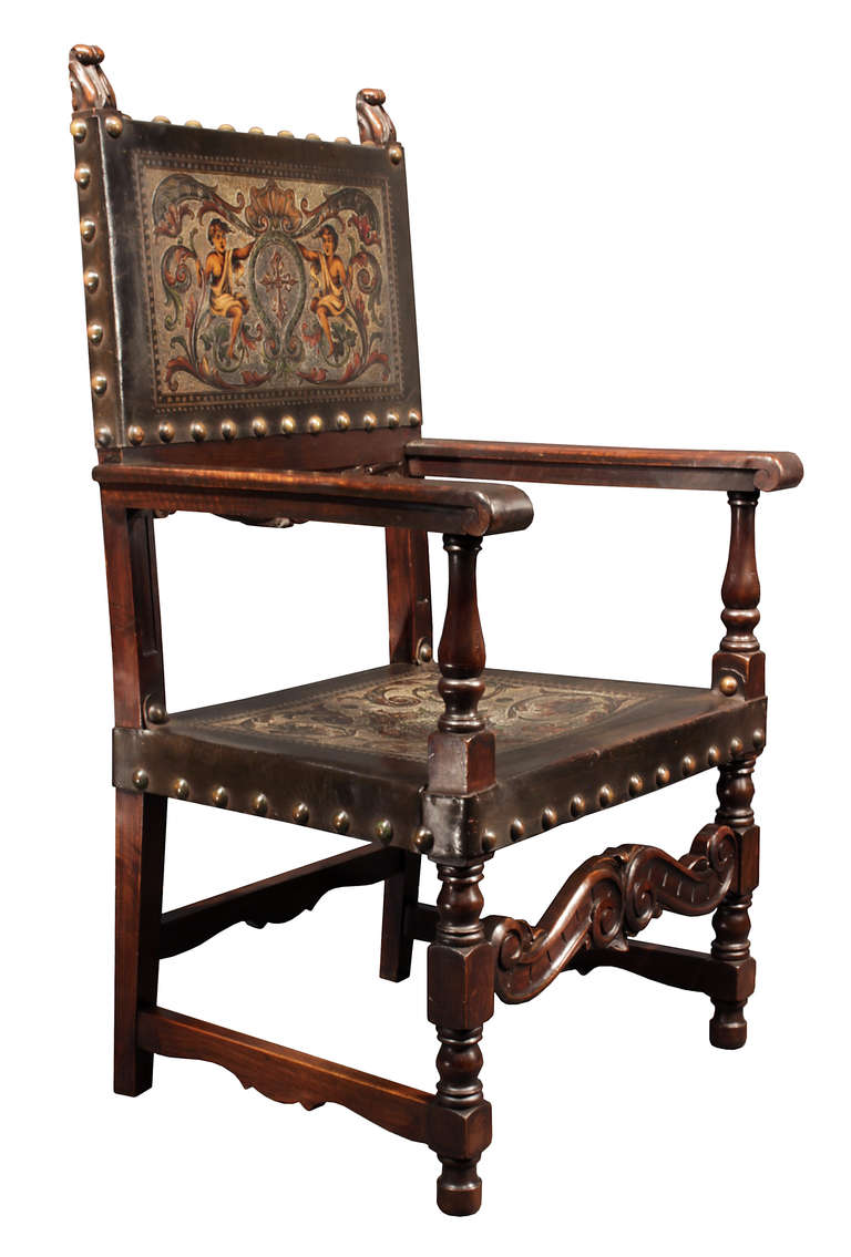 Set of Mid 19th Century Spanish  Walnut Dining Chairs In Excellent Condition In West Palm Beach, FL
