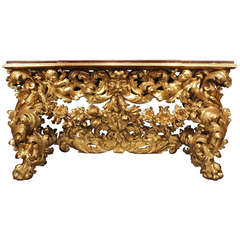 Italian Early 18th Century Baroque Giltwood Console 3