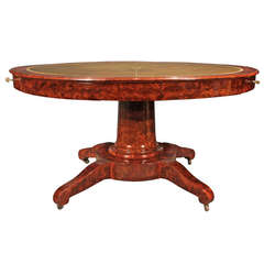 French 19th Century Louis Philippe Period Crouch Mahogany Center, Library Table