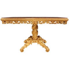19th Century Italian Giltwood And Rouge Griotte Center Table 11