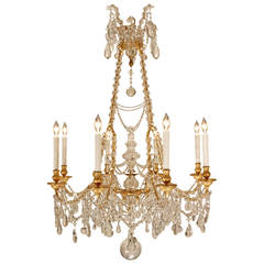 19th Century French Louis XVI Style Ormolu and Baccarat Crystal Chandelier 10