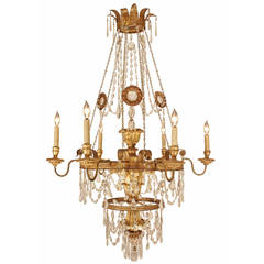 Italian 19th Century Giltwood, Gilt Metal and Crystal Chandelier 1