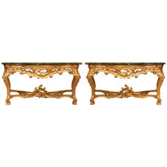 Antique Pair of Late 18th Century Louis XV Style Roman Console Tables