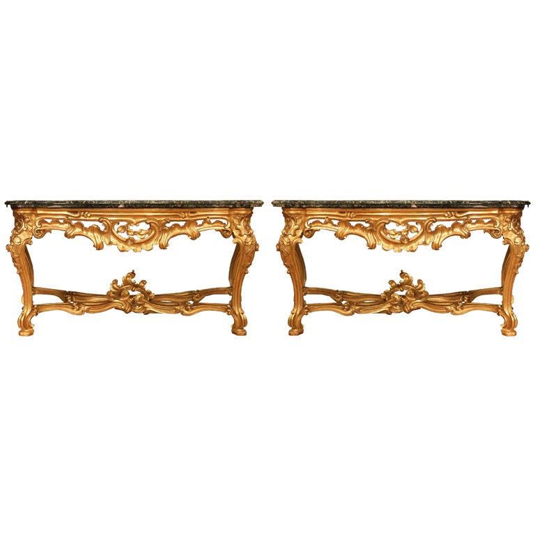 Pair of Late 18th Century Louis XV Style Roman Console Tables