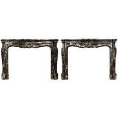 Pair of French 19th Century Louis XV Style Grand Antique Marble Mantels 12