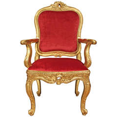 Italian 18th Century Louis XV Period Giltwood Desk Chair