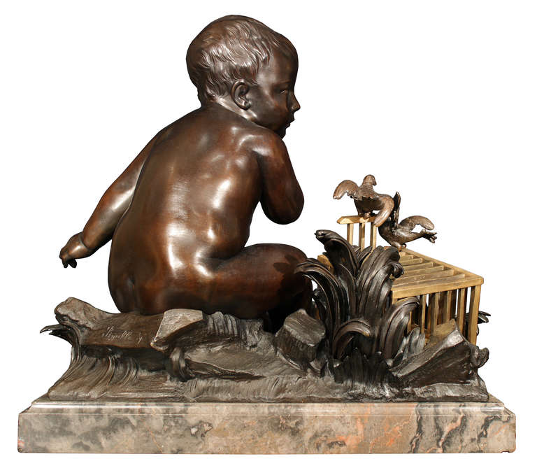 French Mid 19th Century Patinated Bronze and Ormolu Sculpture 1