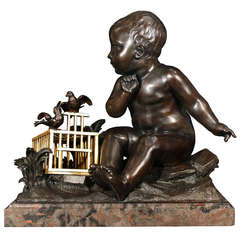 French Mid 19th Century Patinated Bronze and Ormolu Sculpture