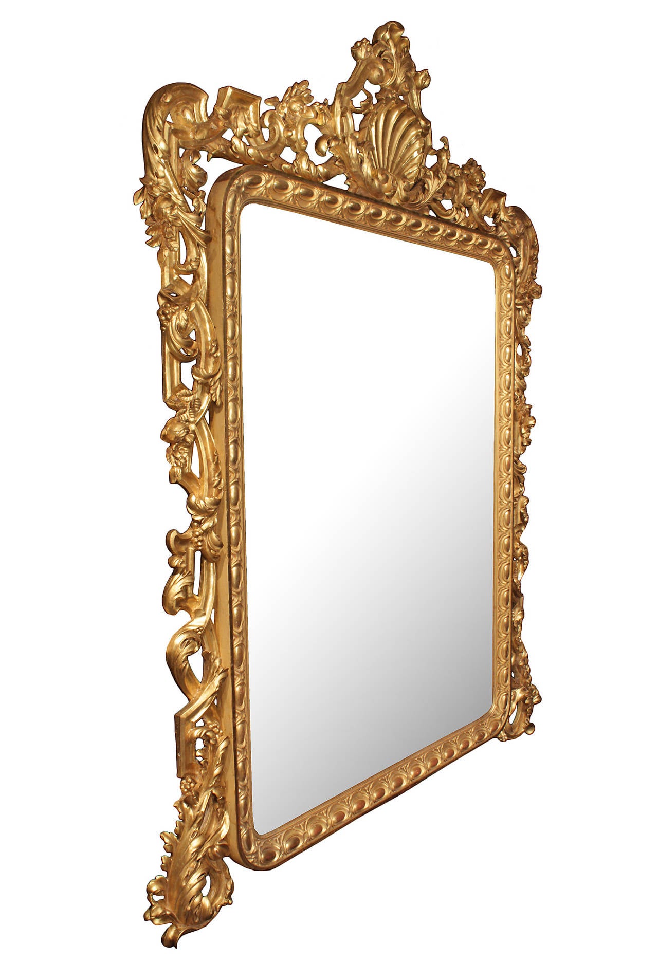 Pair Of Italian 19th Century Giltwood Mirrors With The Original A Spectacular And Monumental Pair Of Italian 19th Century Giltwood Mirrors With The Original Mirror Plates