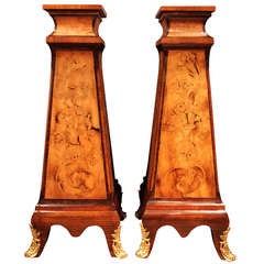 Pair of Italian 19th Century Louis XV Style Walnut Pedestals