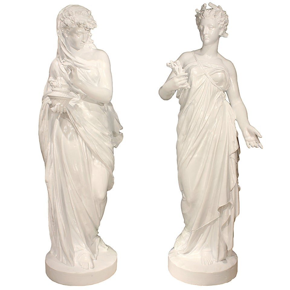 A Pair Of Large Scale French Mid 19th Century Cast Iron Statues For Sale at 1stdibs