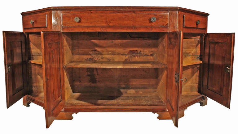 A Northern Italian mid 18th century walnut buffet