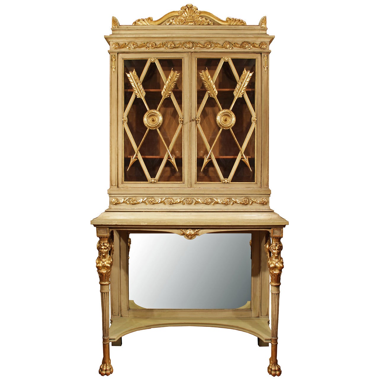  Italian 19th Century Neoclassical, Patinated and Giltwood Vitrine