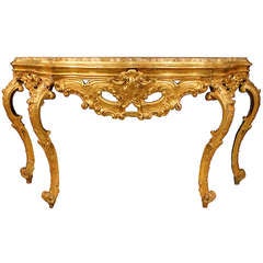 Italian Mid 18th Century, Circa 1740, Free Standing Venetian Giltwood Console 6