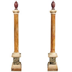 Antique Pair of 19th Century Italian Neoclassical Style Marble Columns