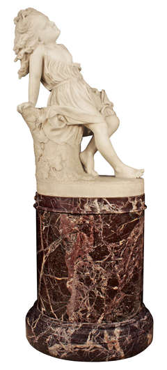Italian 19th century white Carrara marble statue, signed C B Ives Romae 1866