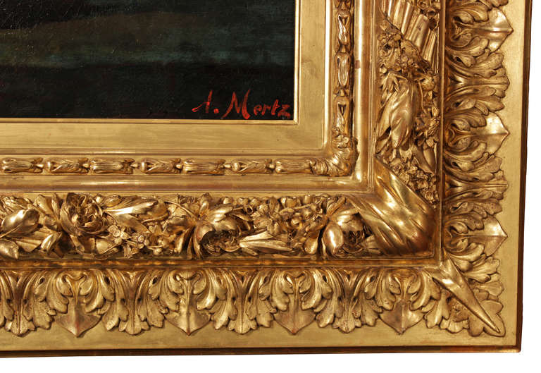 19th Century Oil on Canvas in a Louis XVI Giltwood Frame 1