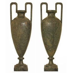 Pair of 19th Century Italian Neoclassical Style Porphyry Marble Urns