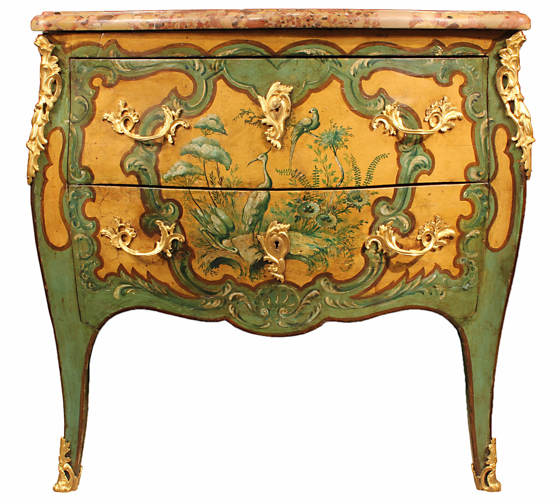 A French mid 19th century Louis XV st. painted commode