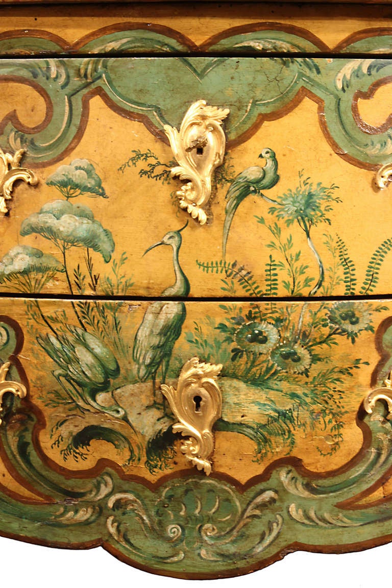 A French mid 19th century Louis XV st. painted commode In Excellent Condition In West Palm Beach, FL