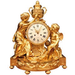 French 19th C Louis XVI Style Ormolu Clock Signed "BEURDELEY À PARIS' 8