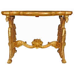 Antique Italian early 18th century Louis XIV period giltwood center table