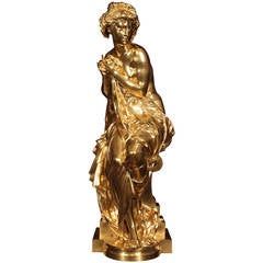 French 19th century finely chased ormolu statue signed A. Carrier, 1863