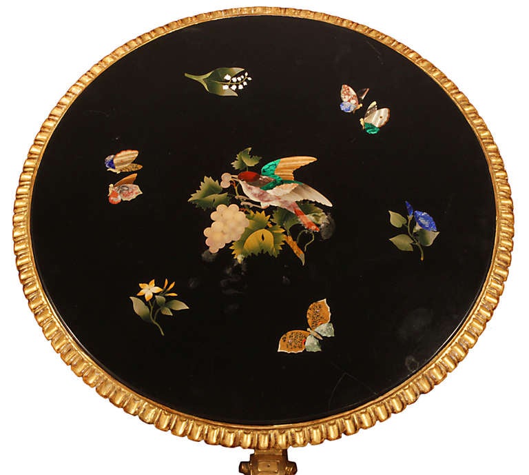 Italian 19th Century Giltwood And Pietra Dura Florentine Side Table 4