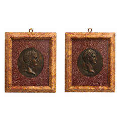 Italian 19th Century Bronze, Porphyr and Marble Plaques