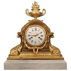 French 19th Century Louis XVI Style Ormolu and Marble Signed Clock 11