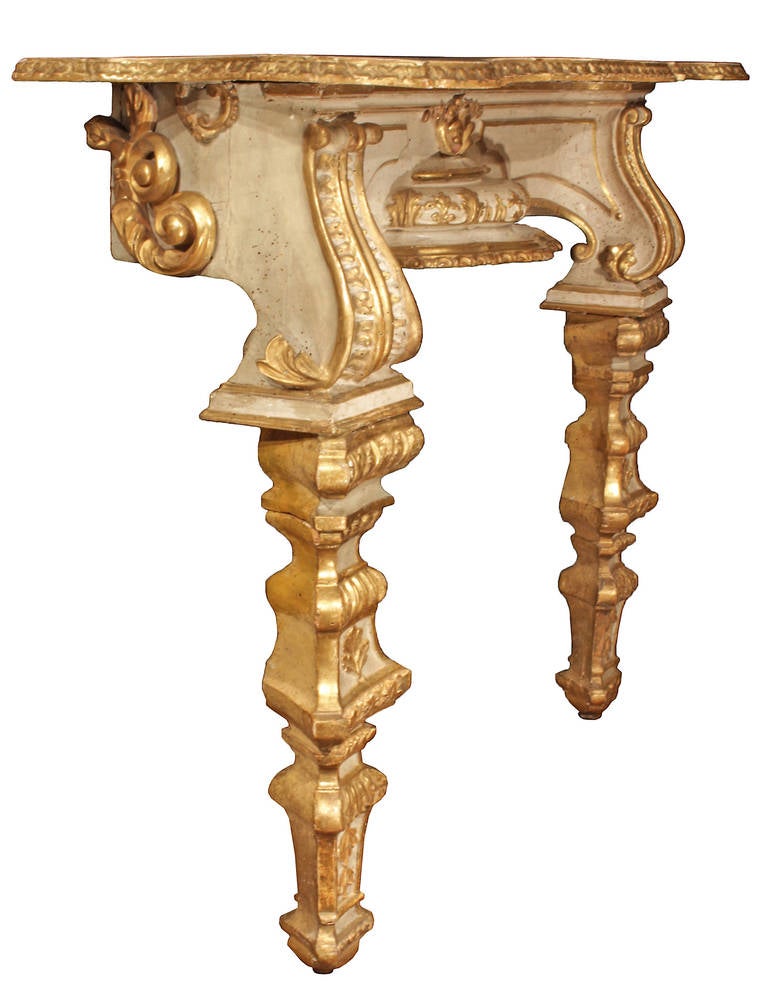 18th Century Polychrome and Giltwood Venetian Console