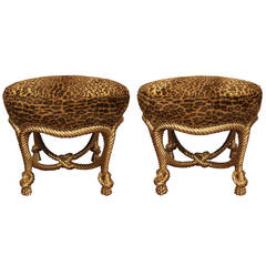 Pair of French 19th Century Napoleon III Style Giltwood Stools