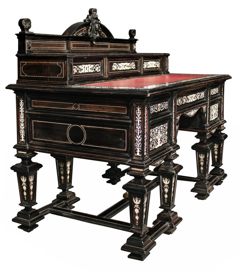 Italian Mid19th Century, Louis XIV Ebony Desk For Sale at 1stdibs