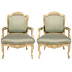 A Pair Of Country French Louis Xv St. Mid 19th Century Patinated Armchairs