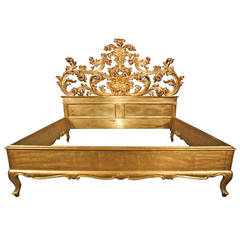 Italian 19th Century Louis XV Style Giltwood Bed