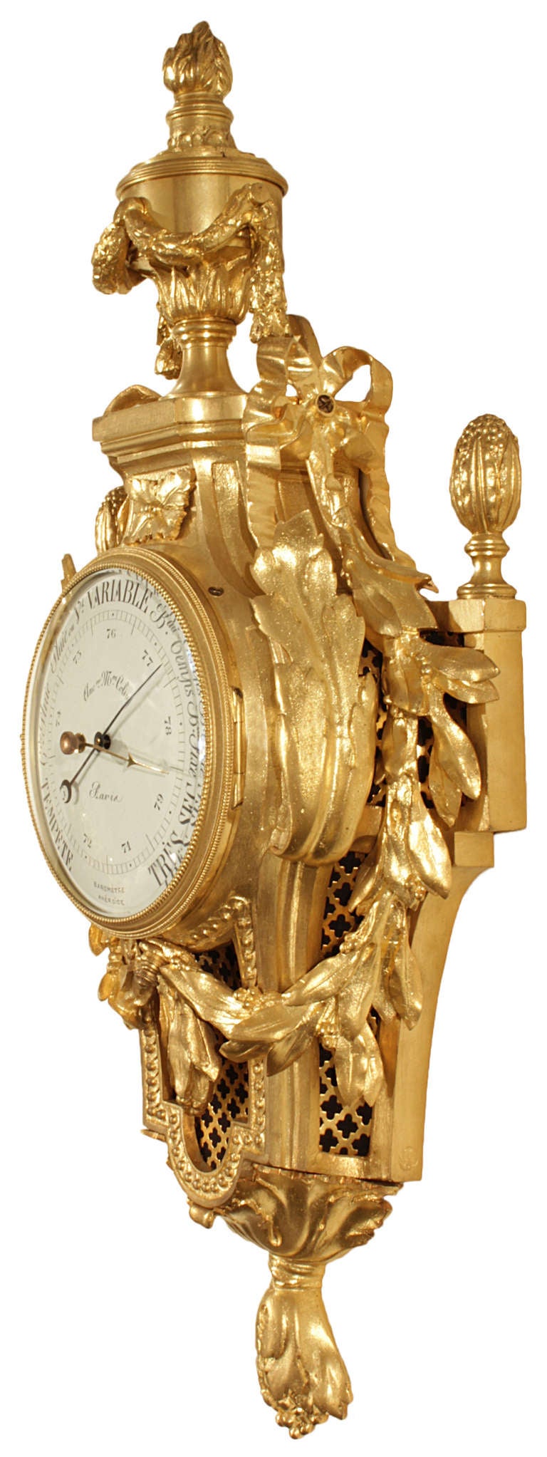 19th Century French Louis XVI Style Ormolu Signed Cartel Clock And Barometer 2