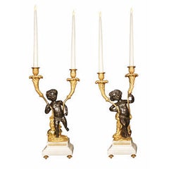 Pair of French Mid-19th Century Louis XVI Style Candelabras, Signed Clodion 6