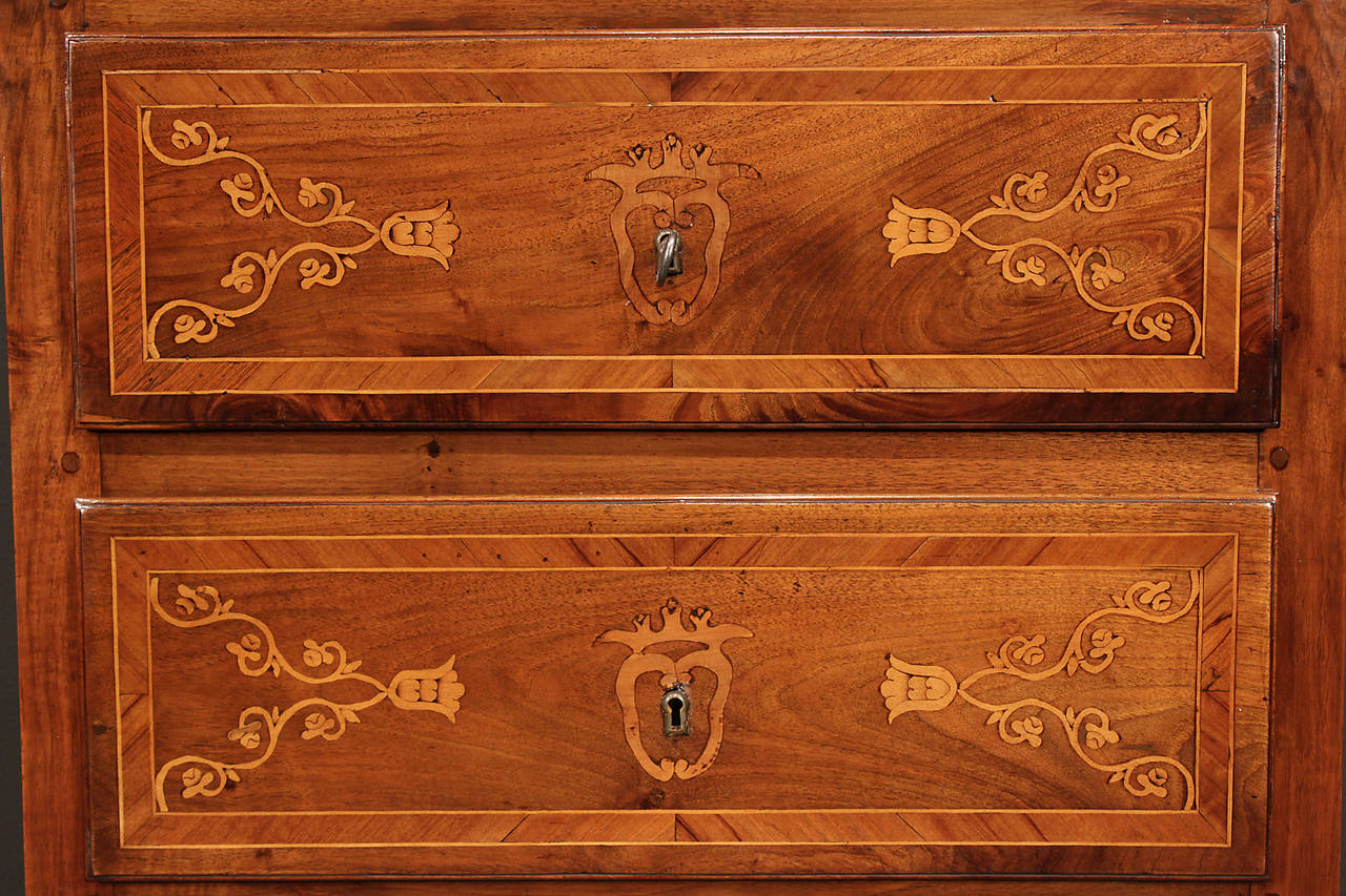 Pair of Italian 18th Century Louis XVI Period Walnut Two-Drawer Commodes