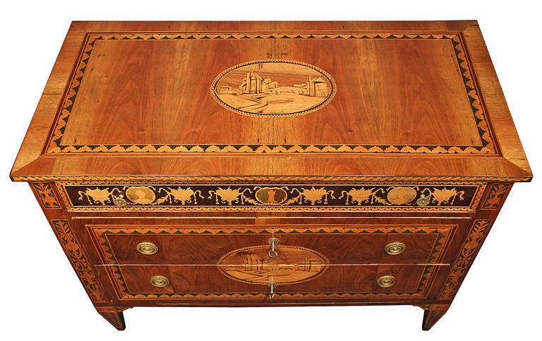 18th Century and Earlier Italian 18th Century, Louis XVI Period Walnut and Tulipwood Chest