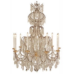 Italian 19th Century Louis XV Style Gilt Iron, Glass and Crystal Chandelier