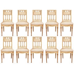 Italian 19th century Louis XVI st.  set of ten dining chairs
