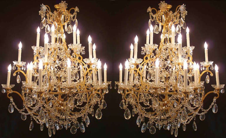 Pair of Italian, 19th Century 24-Light Chandeliers