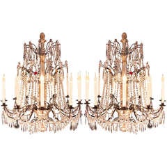 A Pair Of 19th Century Italian Crystal And Colored Glass Chandeliers 12