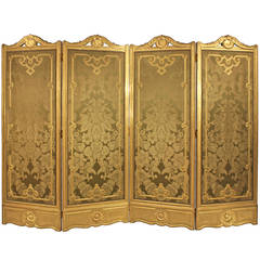 French Late 19th Century Louis XV Style Four-Panel Giltwood Screen