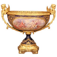 19th Century French Louis XVI St. Sèvres Hand Painted Porcelain Centerpiece