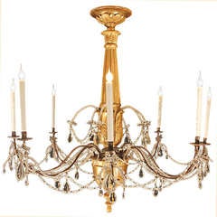 Italian 18th Century Giltwood and Crystal Chandelier 7