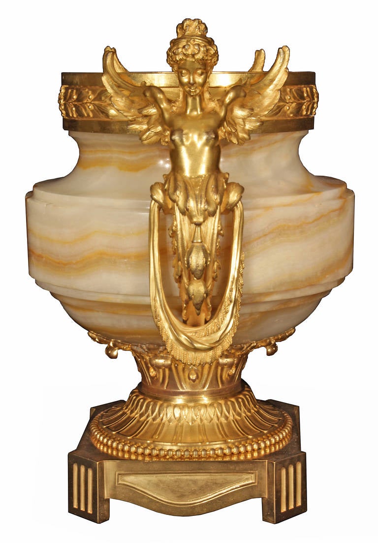 French 19th Century Neoclassical St. Onyx and Ormolu Urn